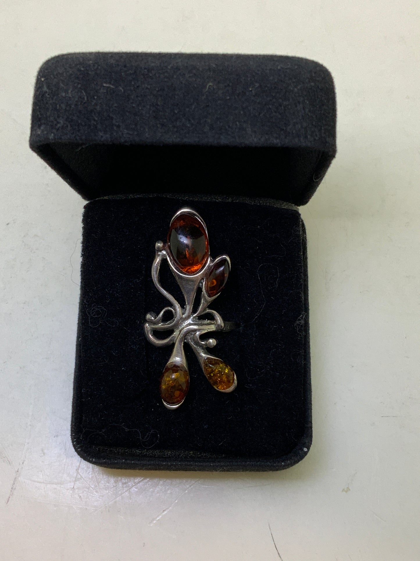 Amber Sterling Silver Rings