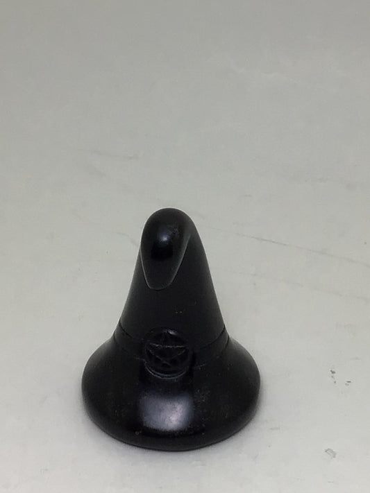 Black Obsidian Witch Hat with Pentacle