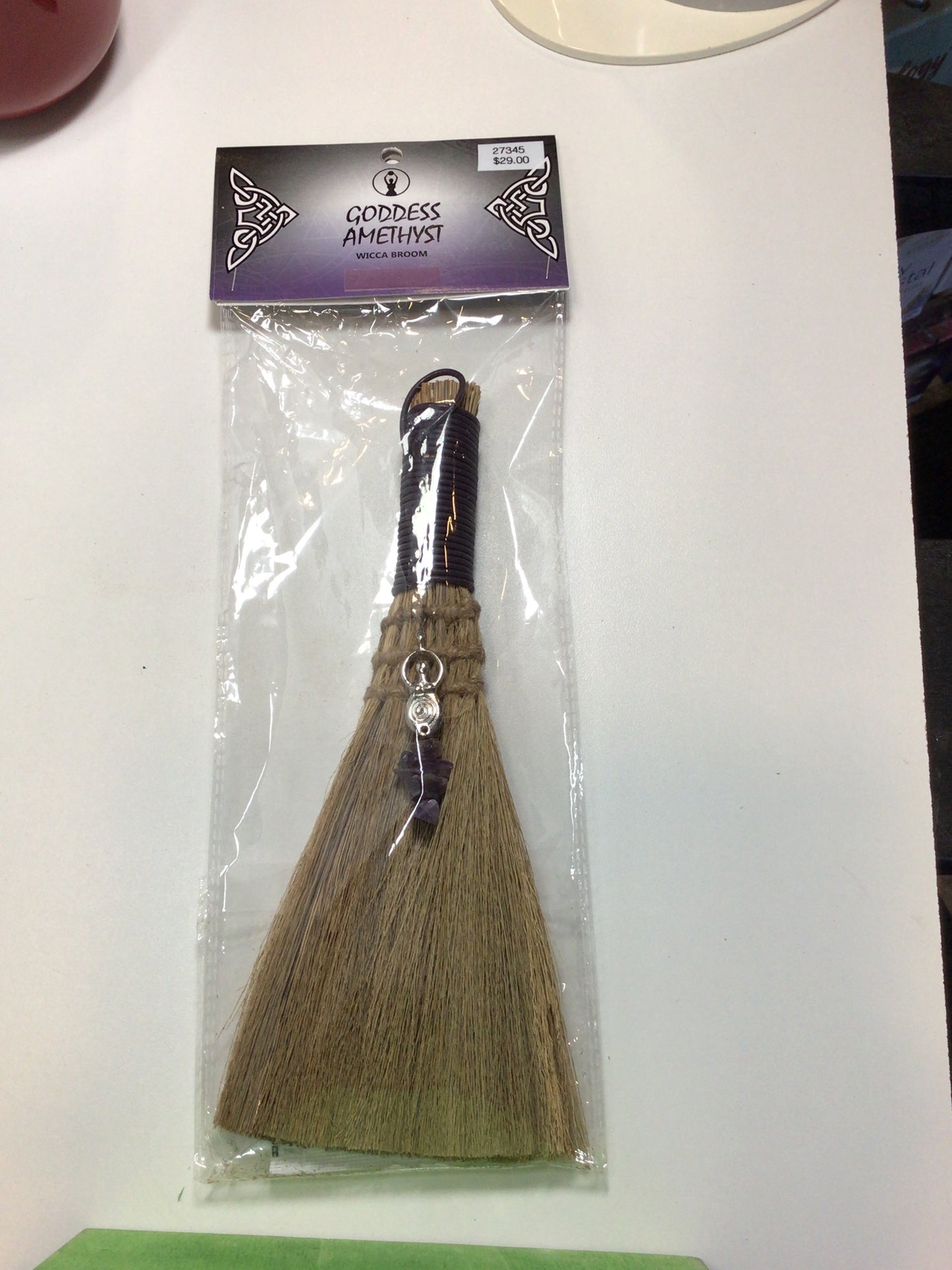 Wicca Broom with Goddess & Amethyst