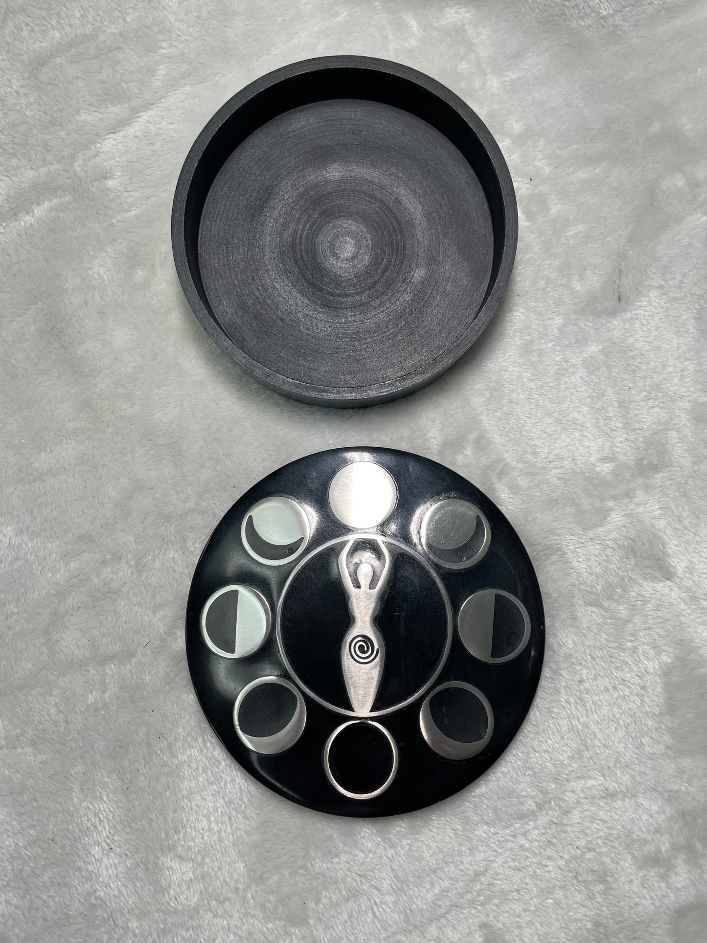 Moon Goddess Round Soapstone Box