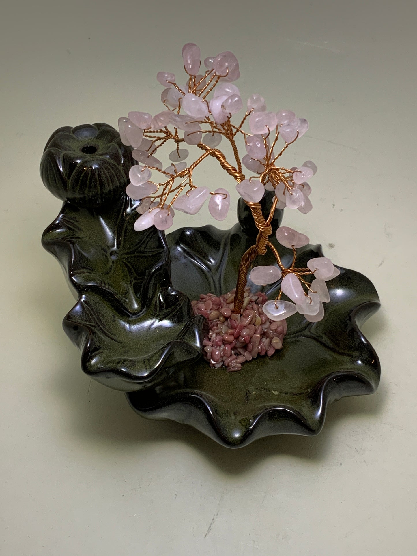 Backflow Incense Holder with Gemstone Tree