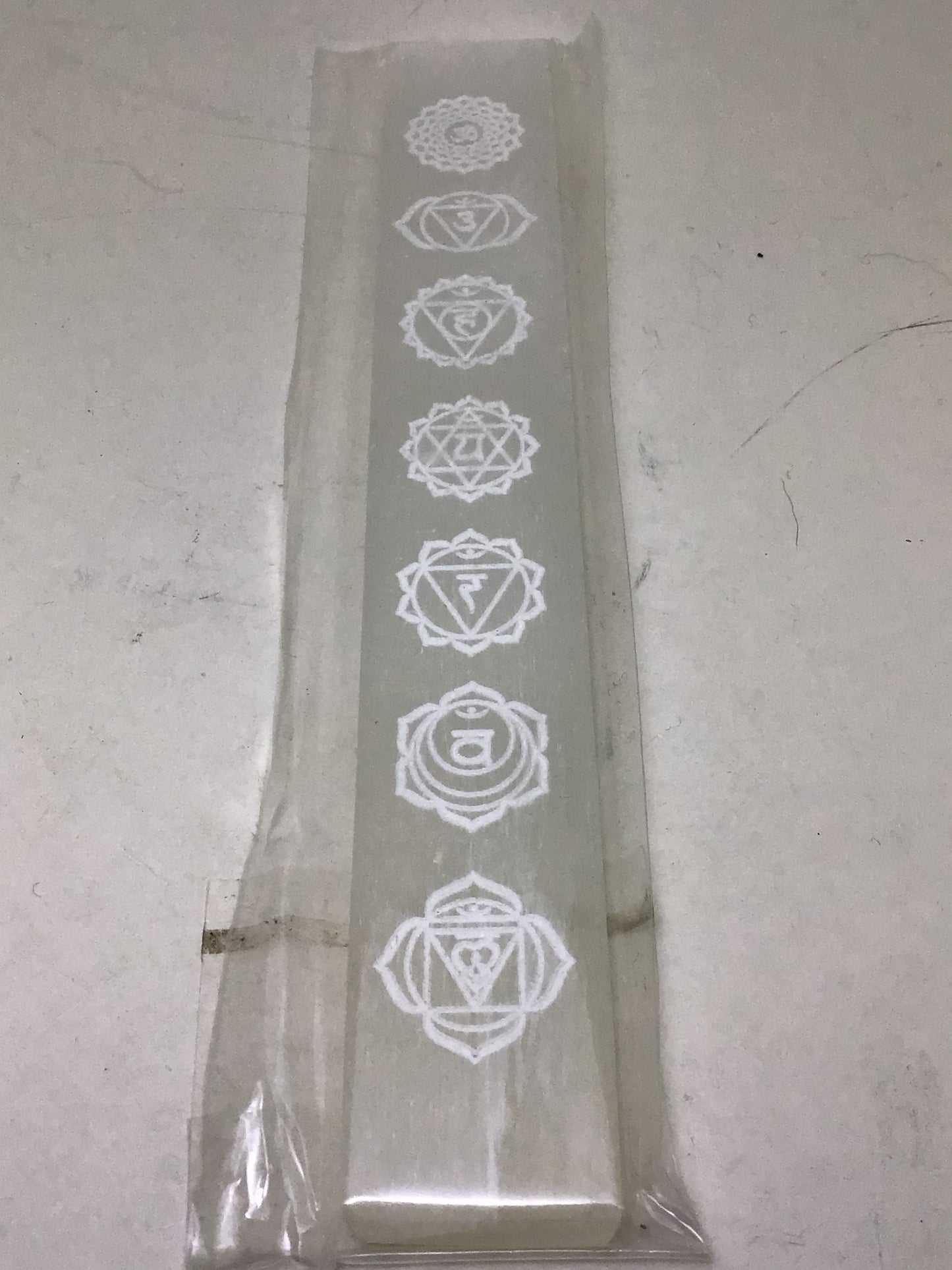 Chakra Symbols Etched in Selenite Plate