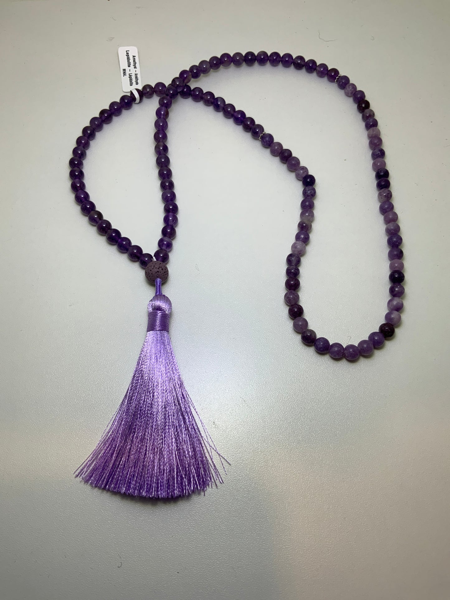 Amethyst & Lepidolite Mala Prayer Beads