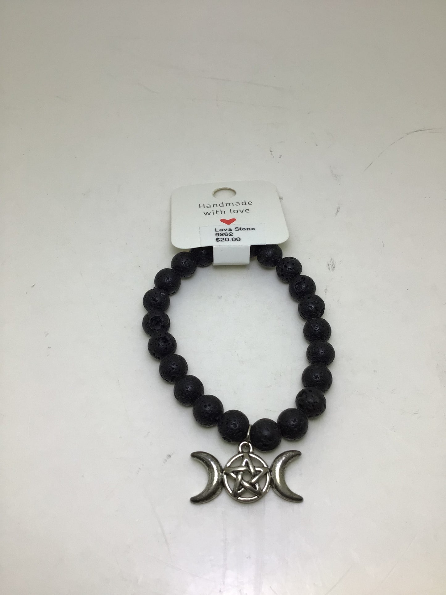 Triple Moon Lava Bead Bracelet