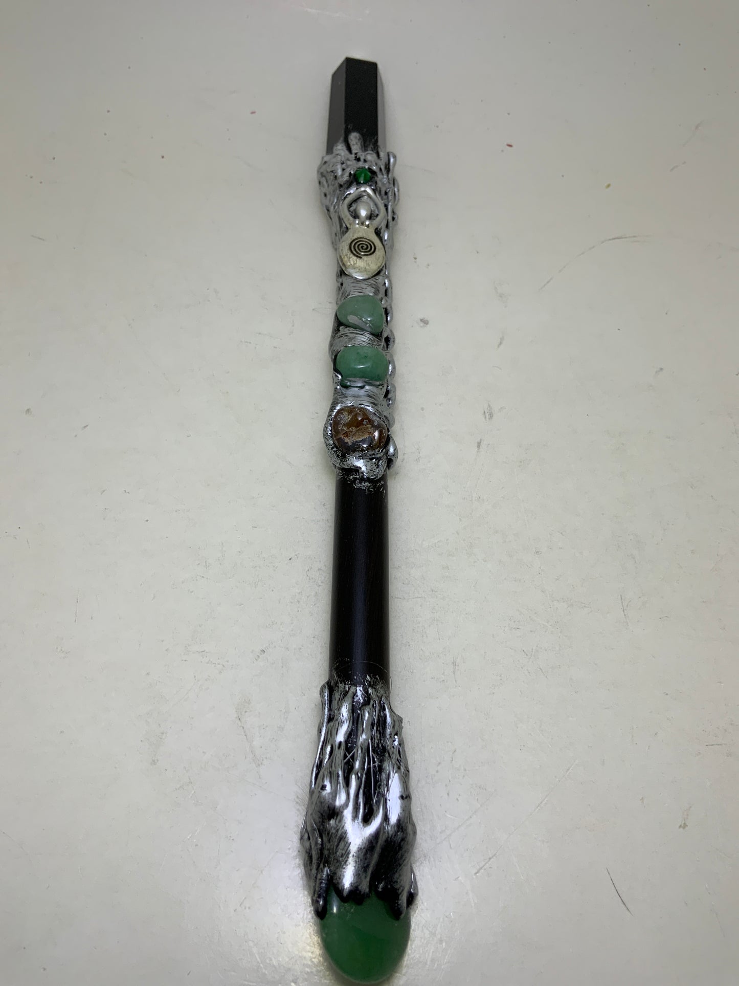 Magick Wand with Black Obsidian Point & Goddess