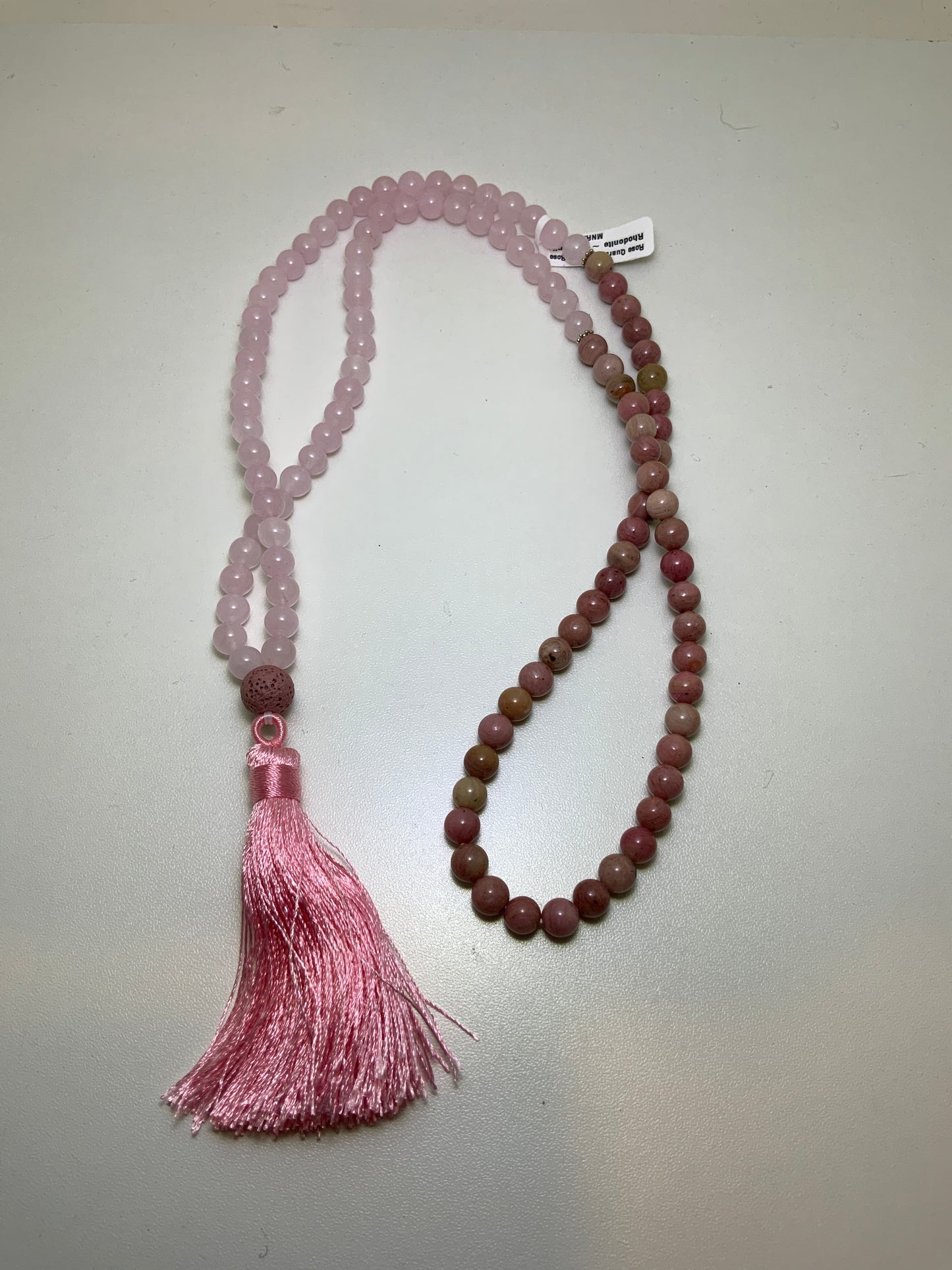 Rose Quartz & Rhodonite Mala Prayer Beads