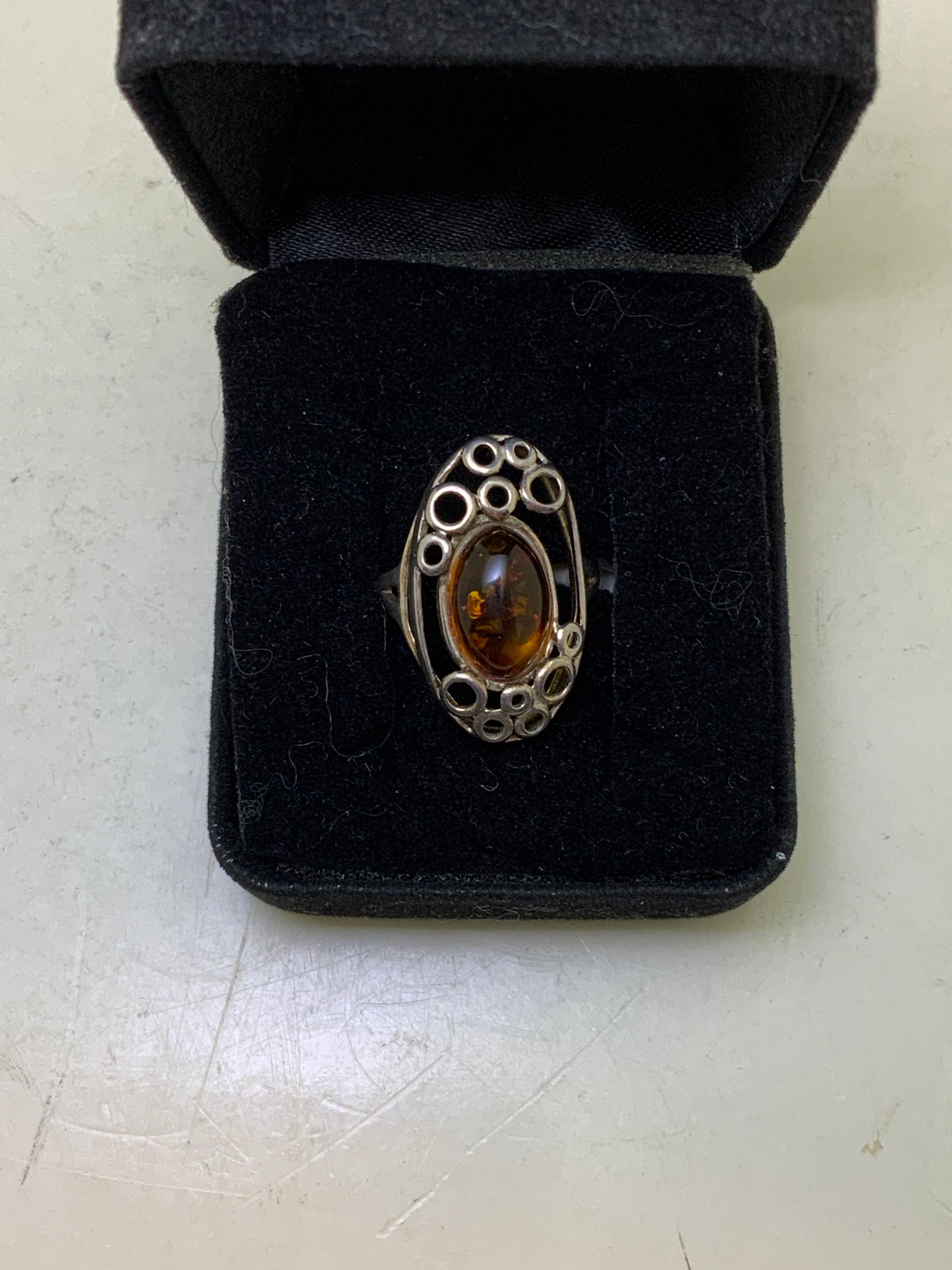 Amber Sterling Silver Rings