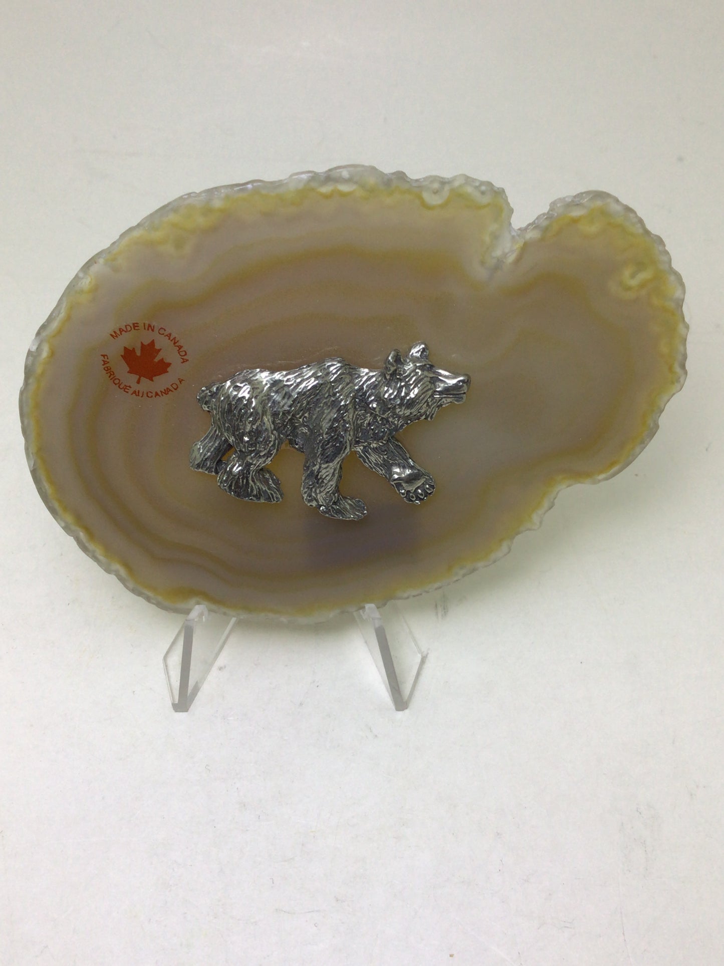 Pewter Bear on Agate Slab