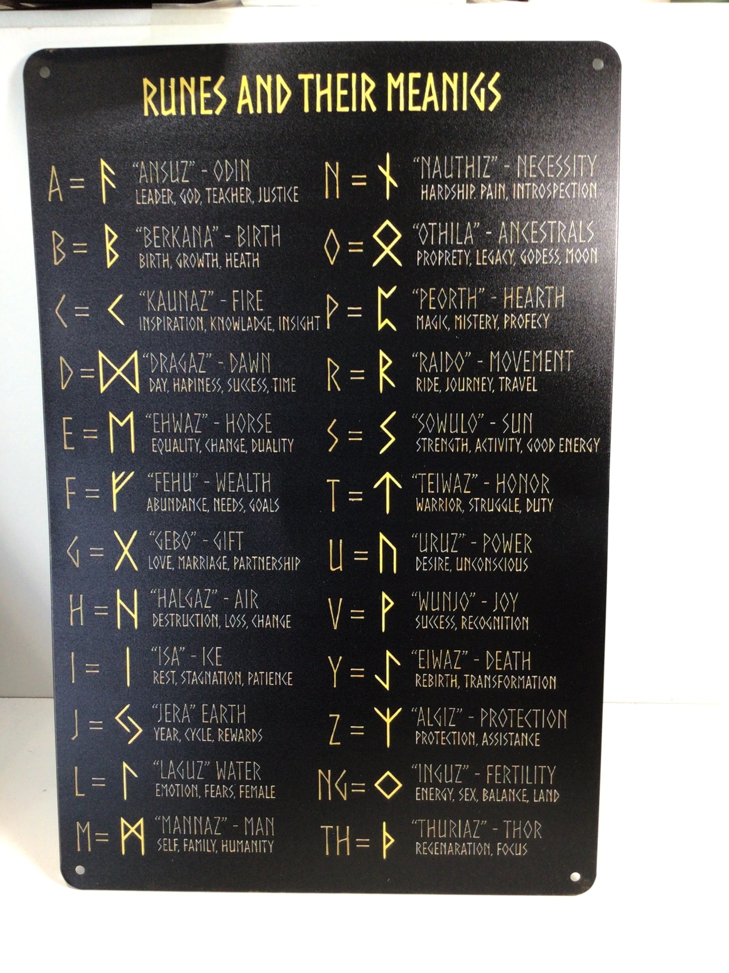 Rune Meaning Metal Sign