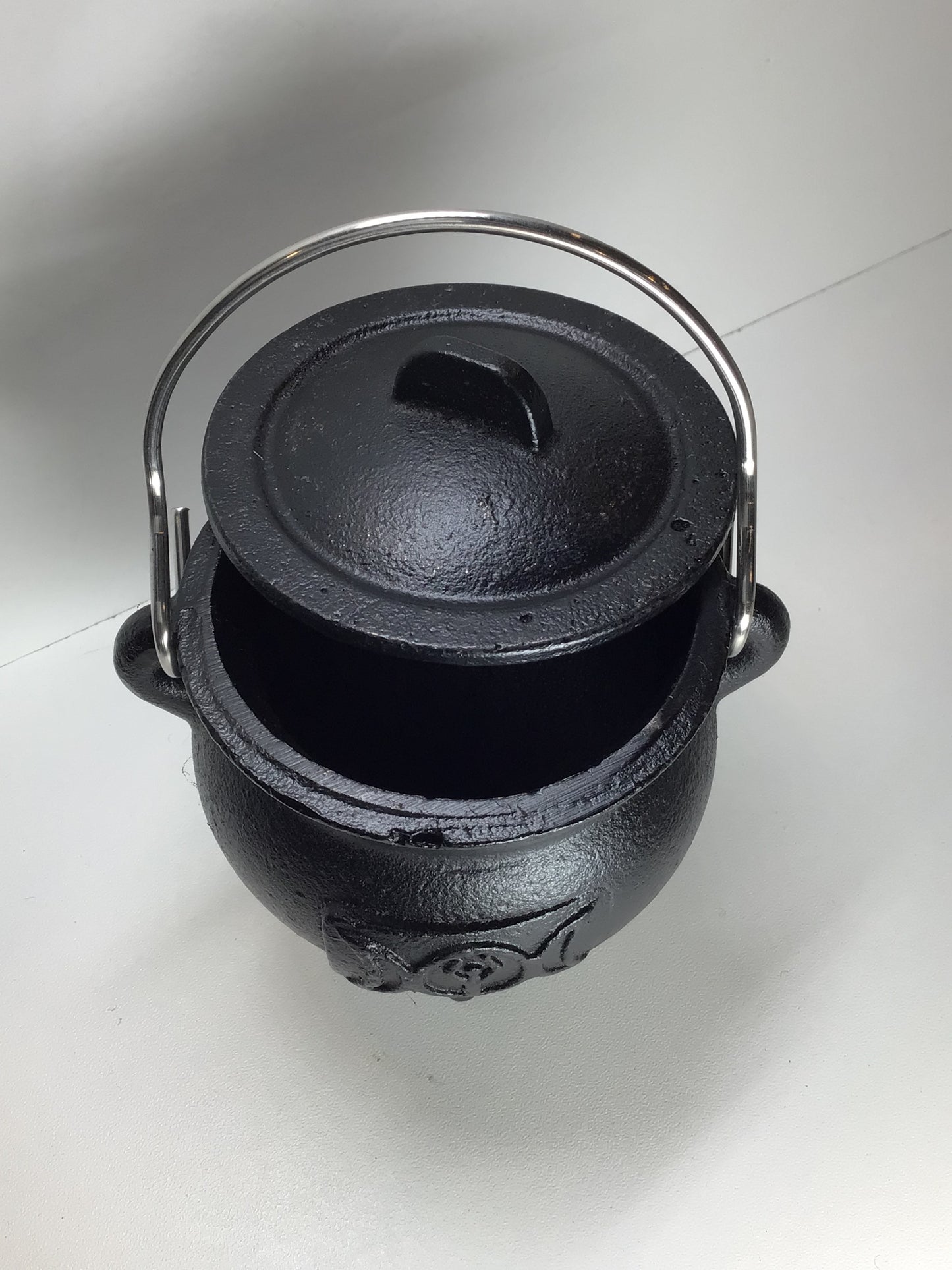 Cast Iron Cauldron with Triple Moon Goddess