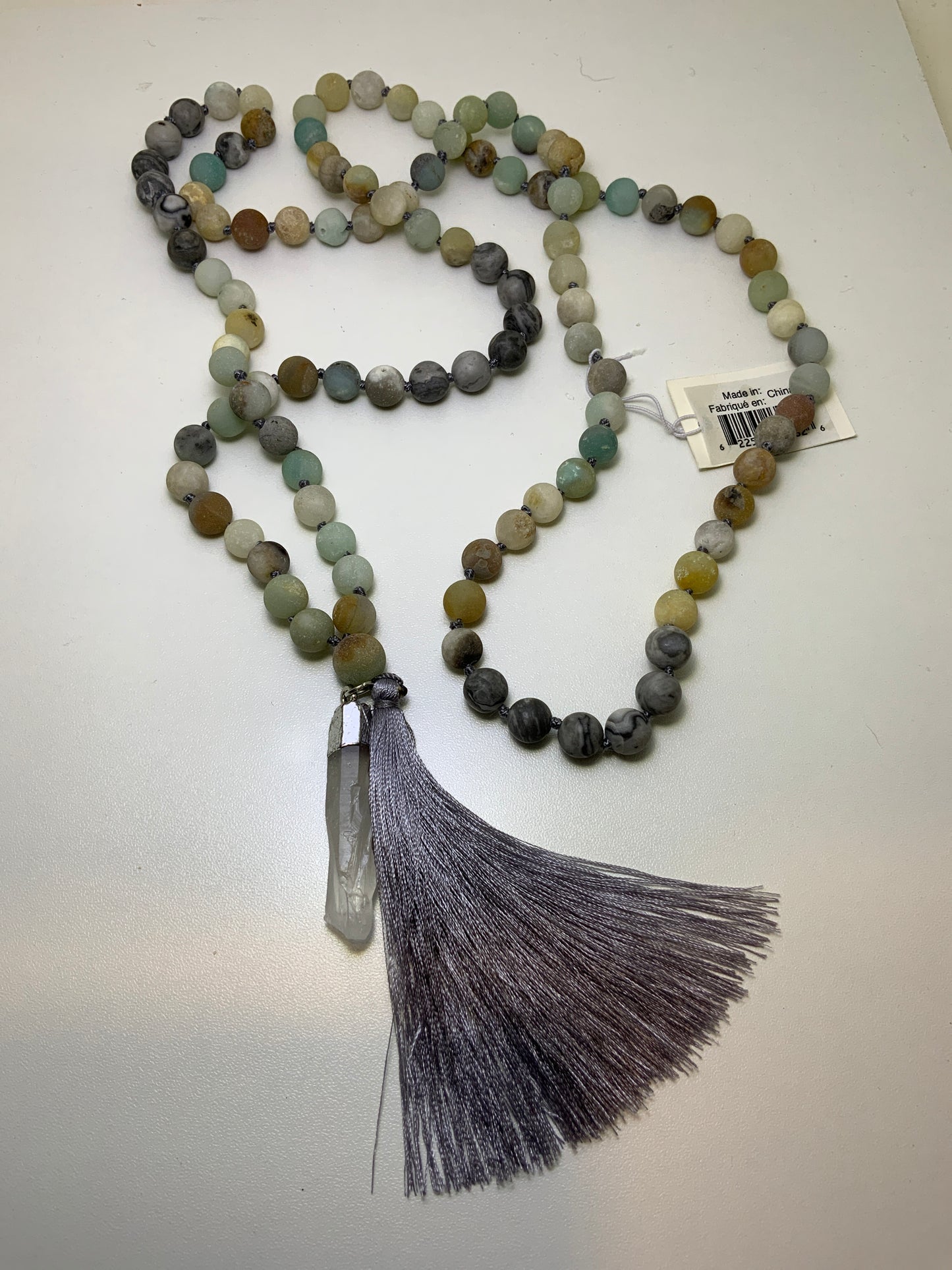Matte Amazonite & Map Stone Mala Prayer Beads