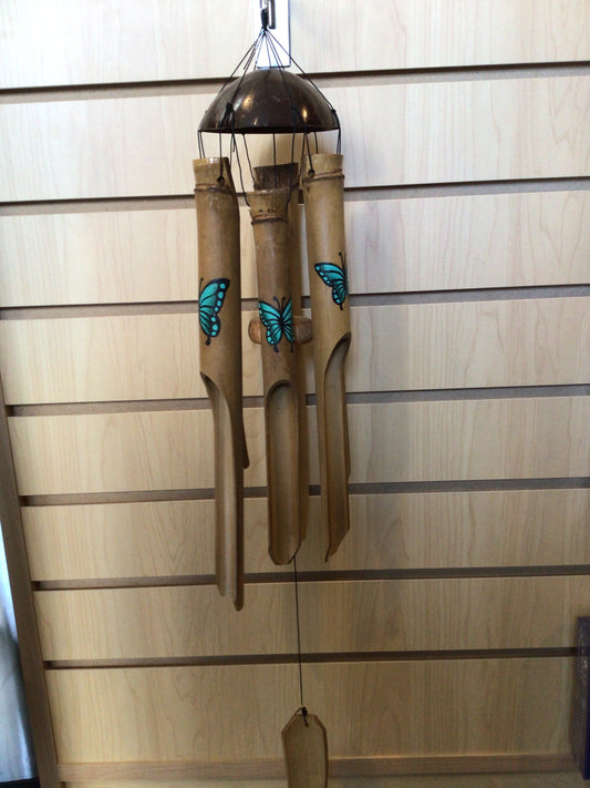 Bamboo Chime with Painted Butterfly