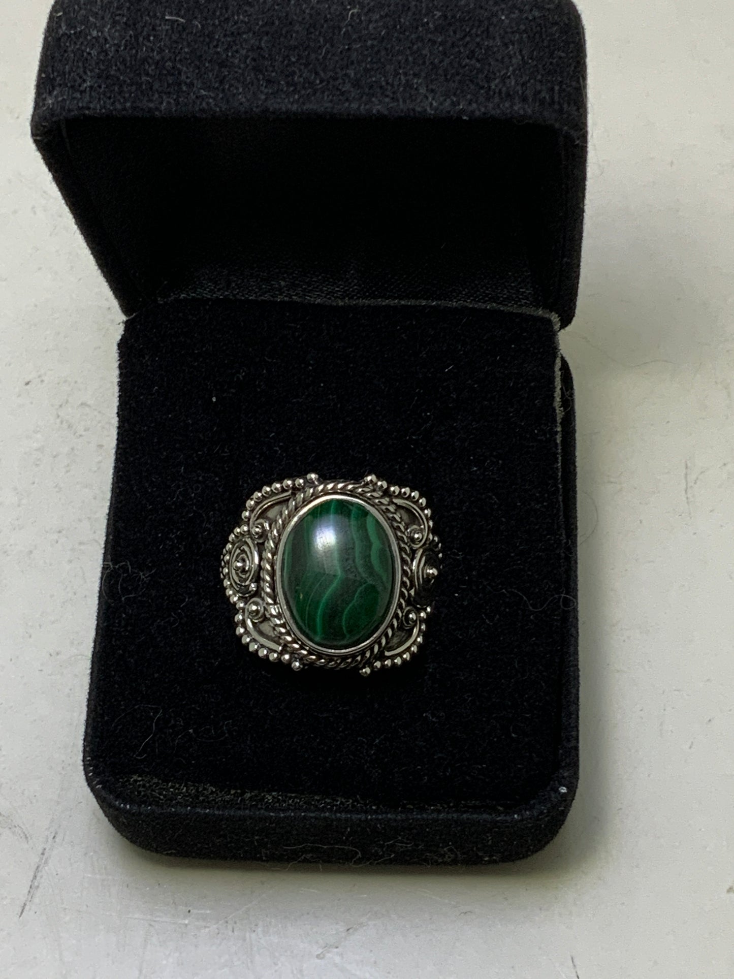 Green Malachite Sterling Silver Rings