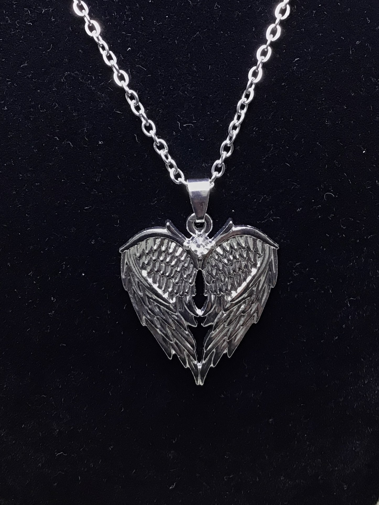 Heart Shape Angel Wings Pendant on Chain