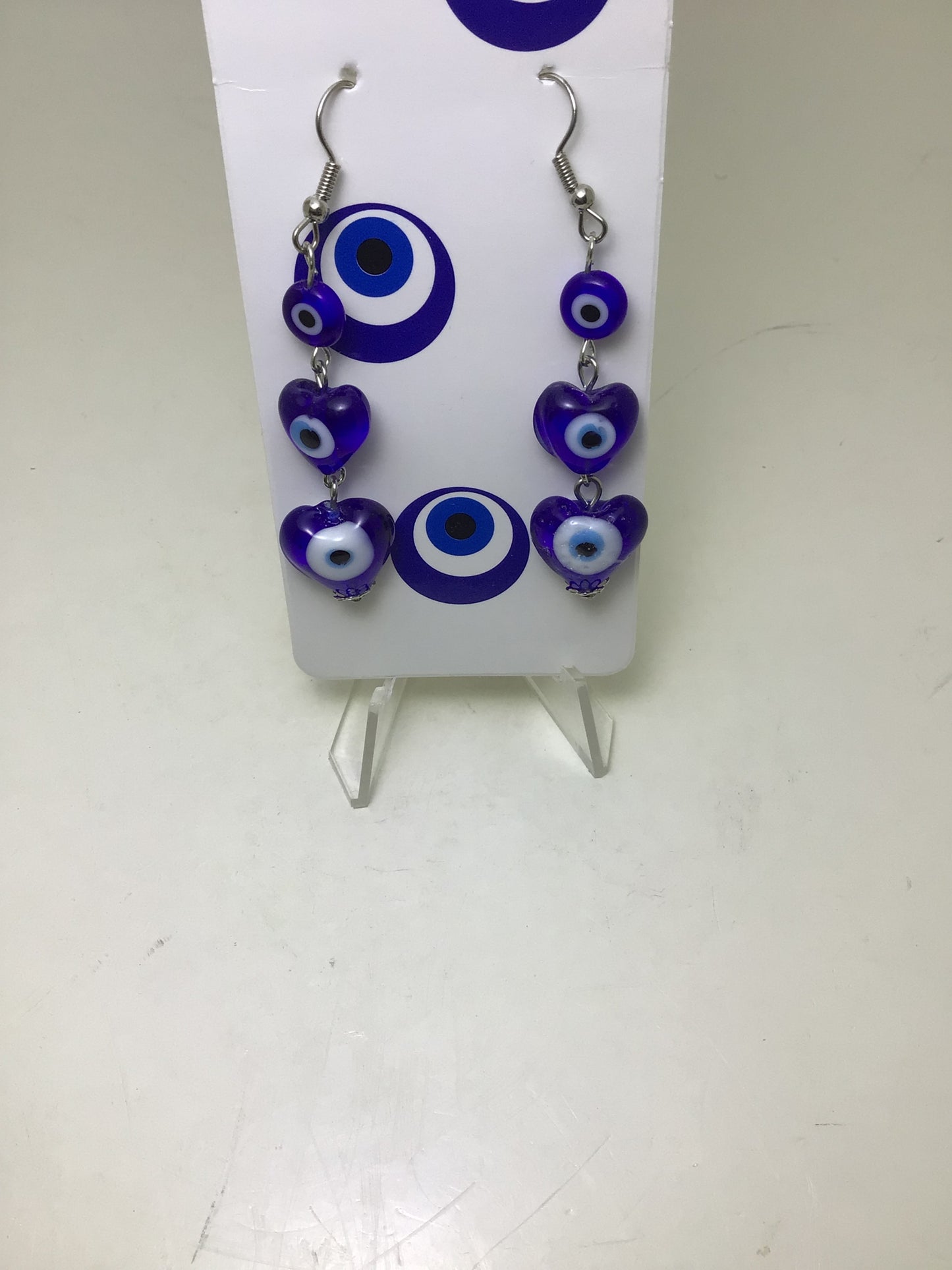 Triple Heart Evil Eye Earrings