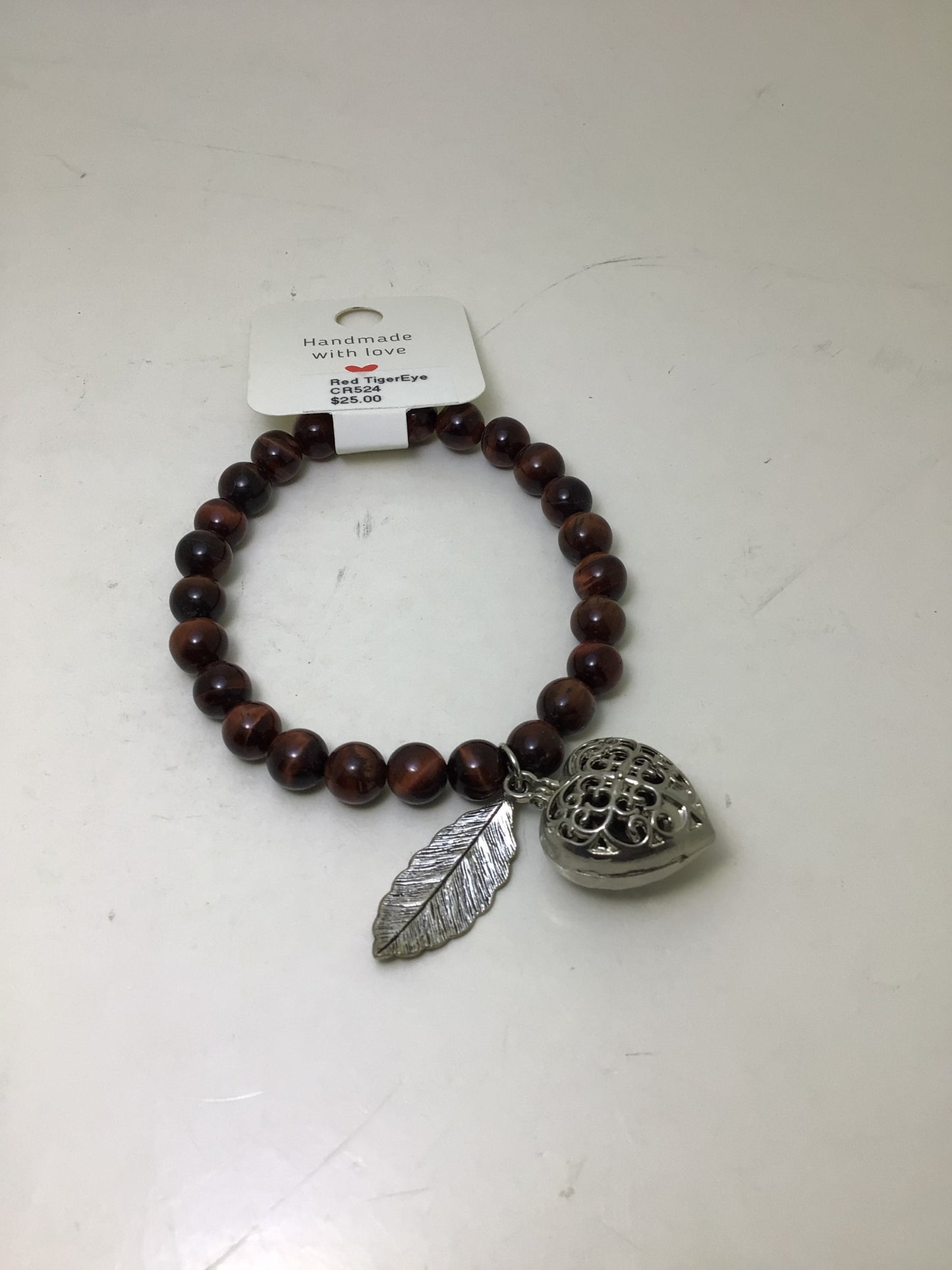 Red Tiger Eye Aroma Heart Bracelet