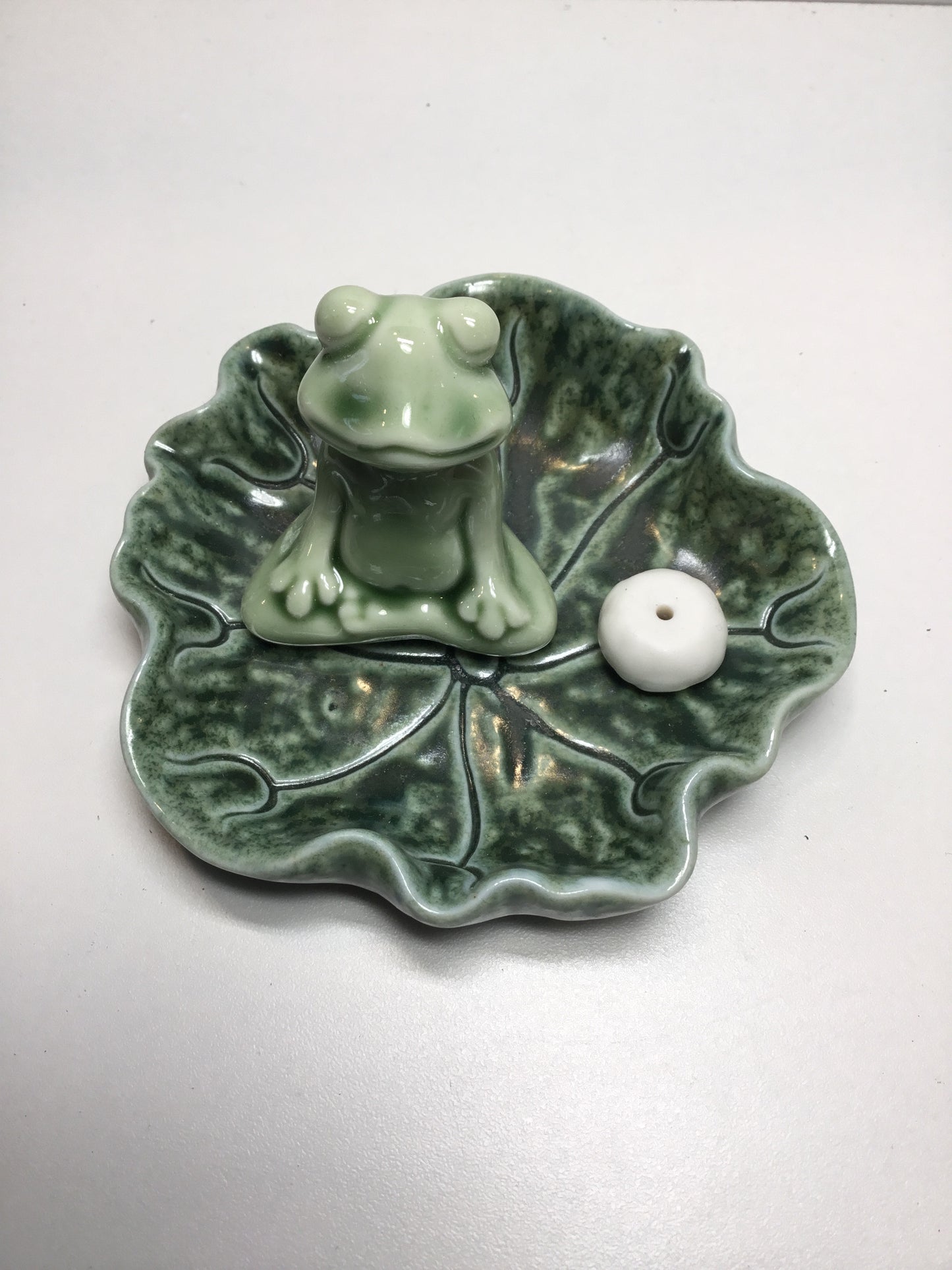Meditating Frog Round Incense Holder