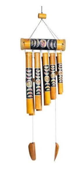 Bamboo Painted Moon Phase Windchime