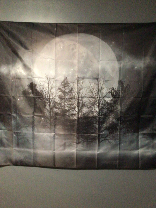 Mystic Forest Moon Tapestry