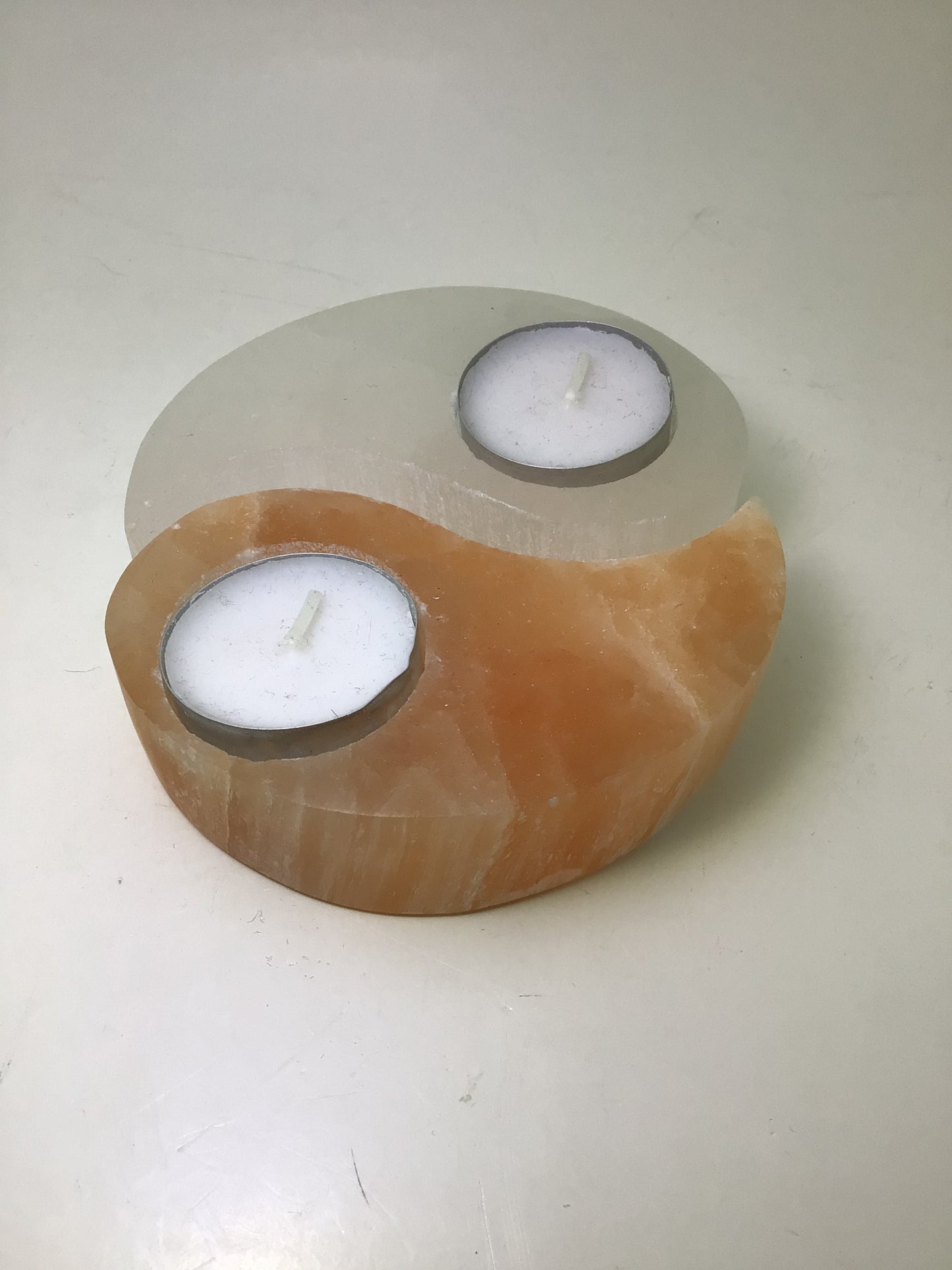Yin Yang Selenite Candle Holder