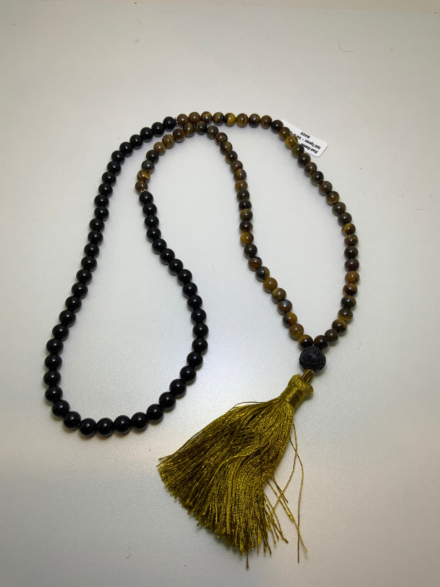 Gold Tiger Eye & Black Obsidian Mala Prayer Beads