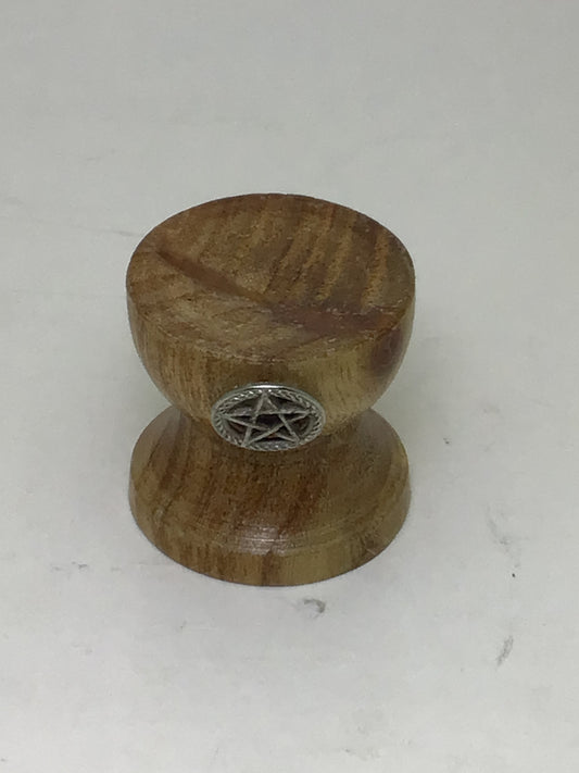 Round Wood Spear Stand with Pentacle