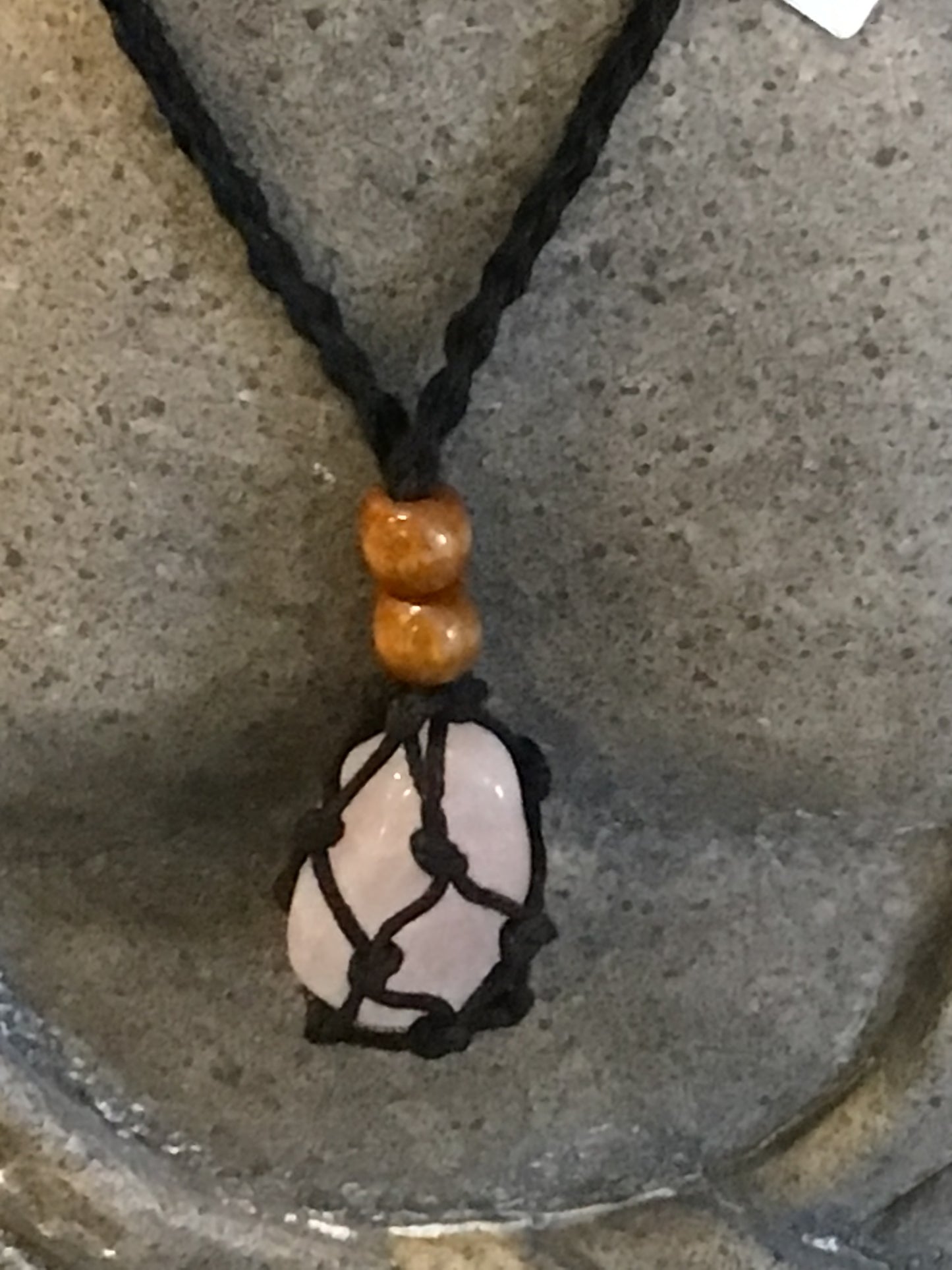 Braided Cotton Stone Cage Necklace