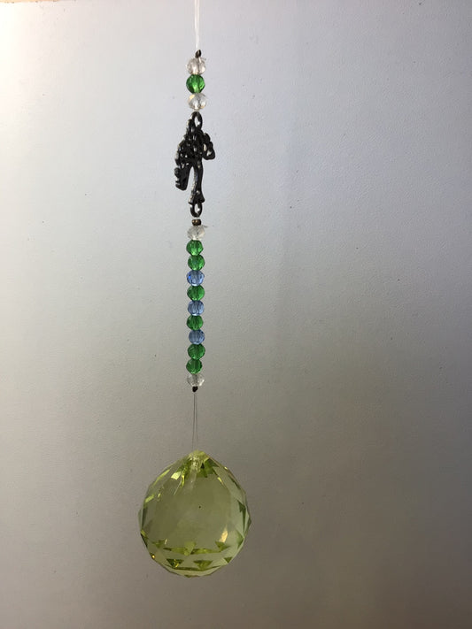 Tree with Green Beads Hanging Crystal