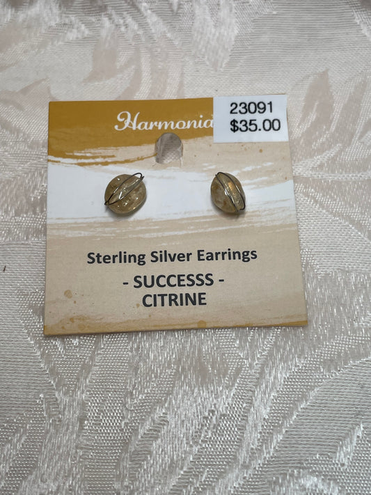 Sterling Silver Citrine Stud Earrings