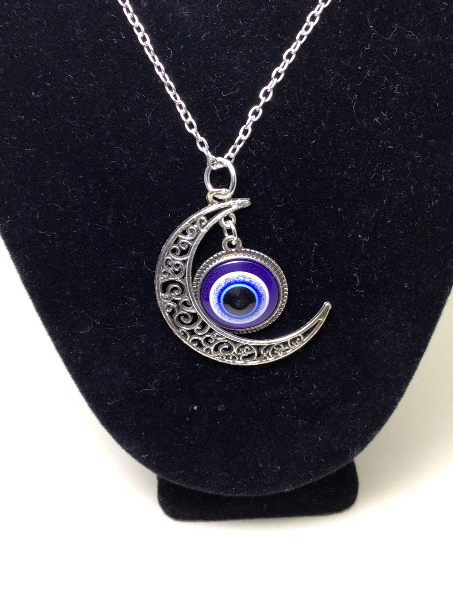 Crescent Moon Evil Eye Necklace