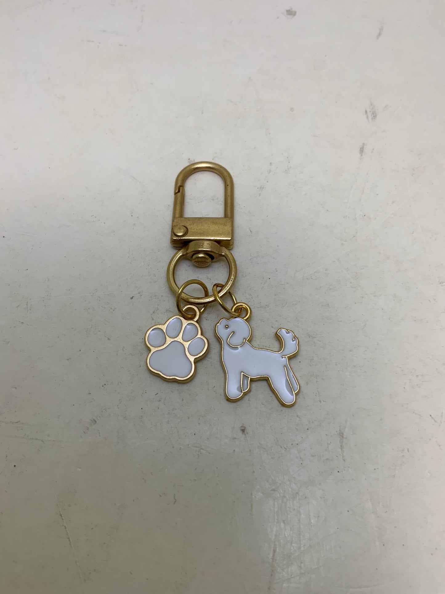 Dog with Paw Print Keychain