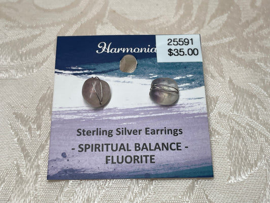 Sterling Silver Fluorite Stud Earrings
