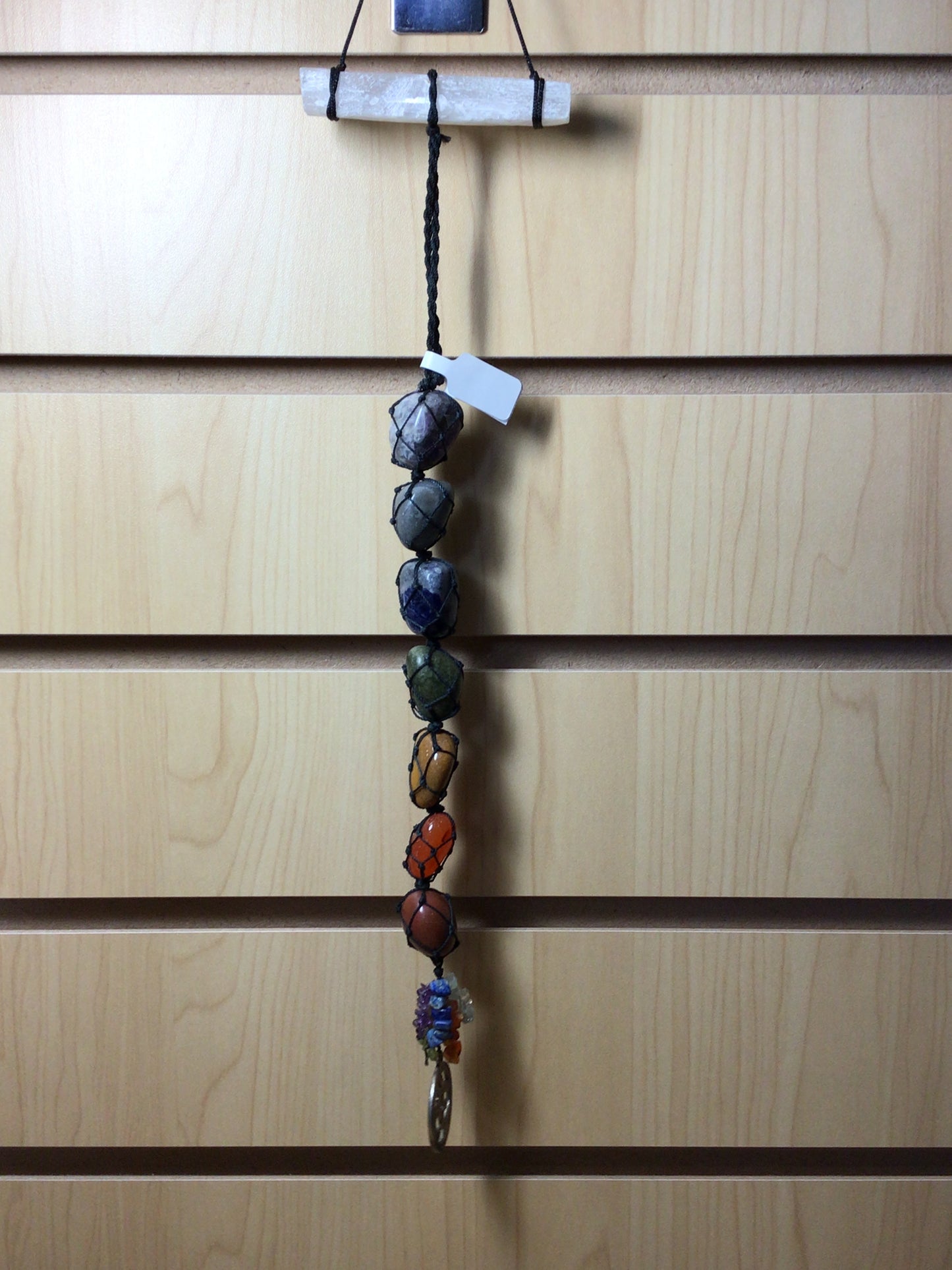 Chakra Tumbled Stone Hanging with Selenite