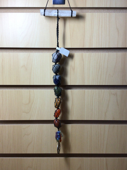 Chakra Tumbled Stone Hanging with Selenite