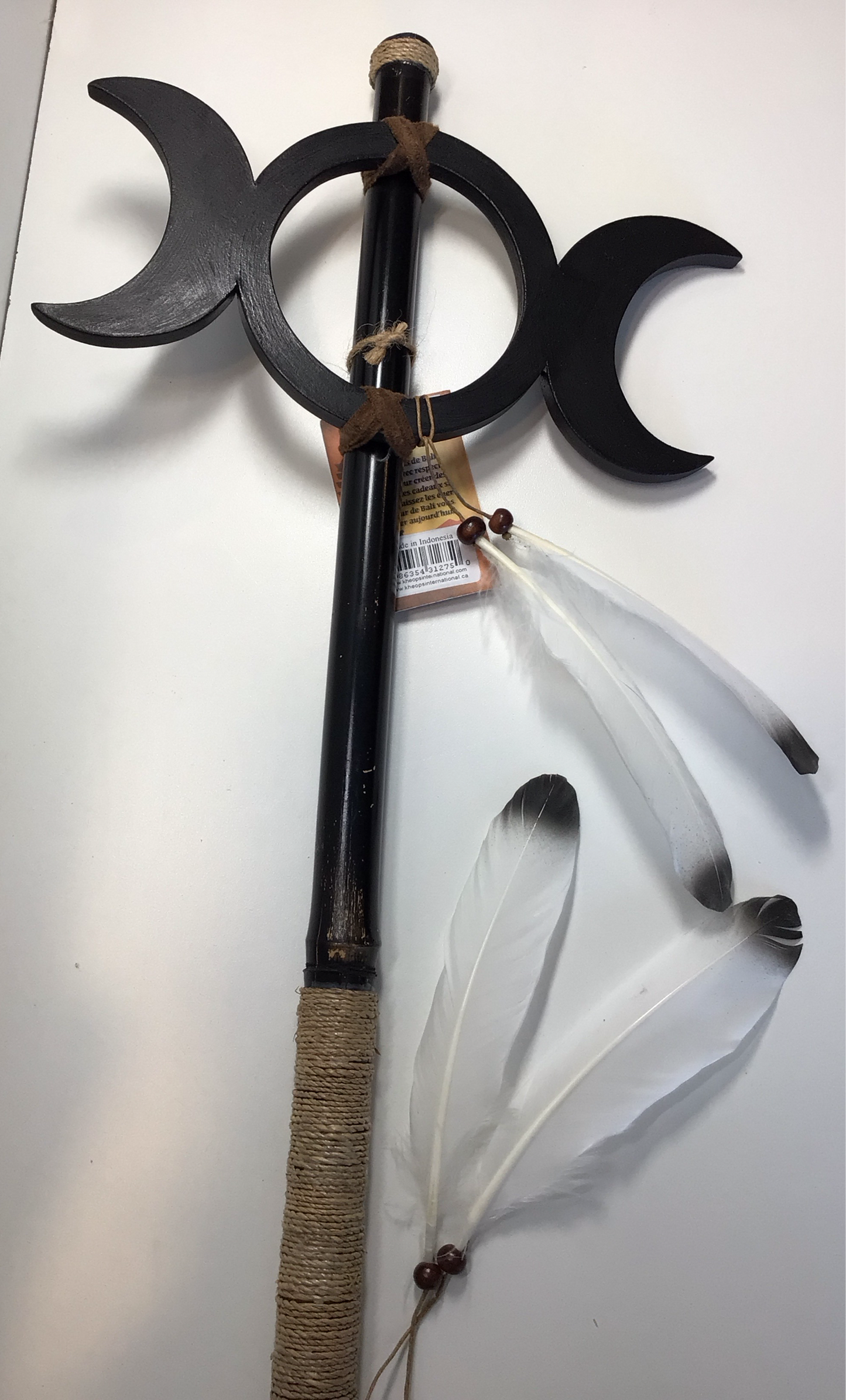 Triple Moon Wood Ceremonial Stick