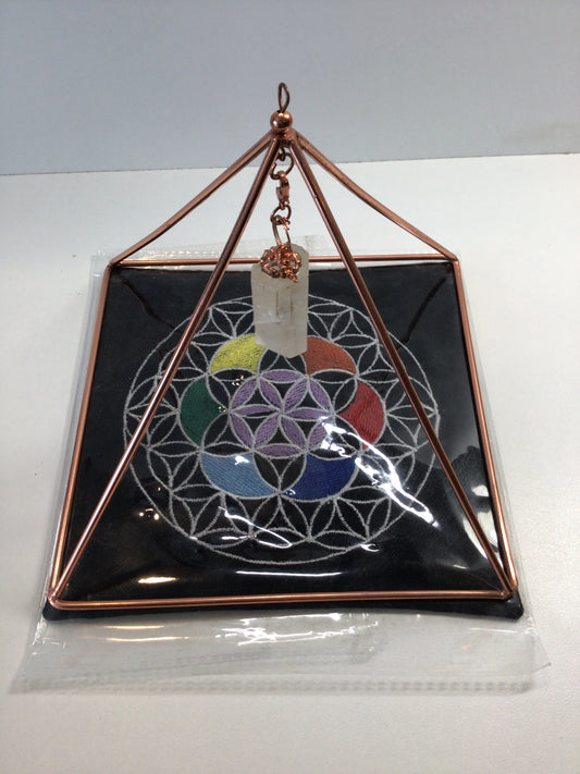 Copper Pyramid Energizer with Crystal Point & Mat