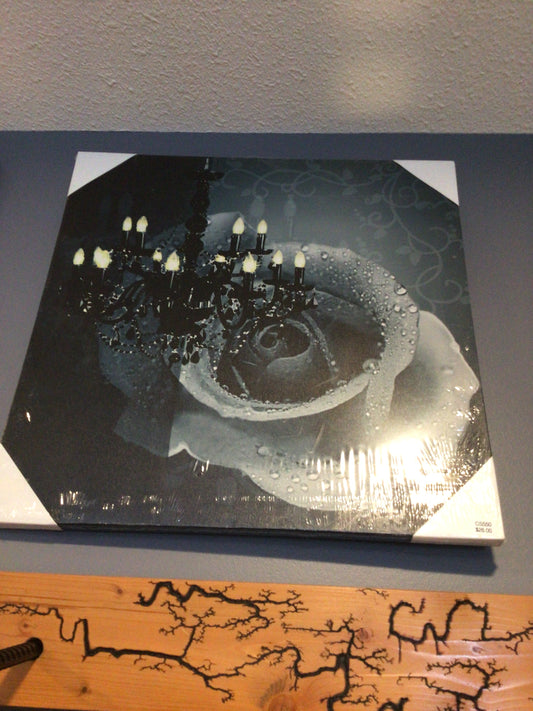 Chandelier & Rose Canvas Picture