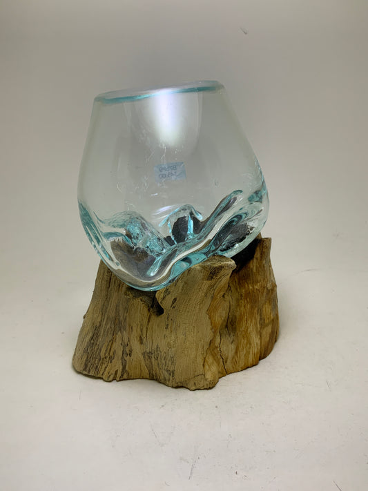 Glass Bowl on Wooden Stand