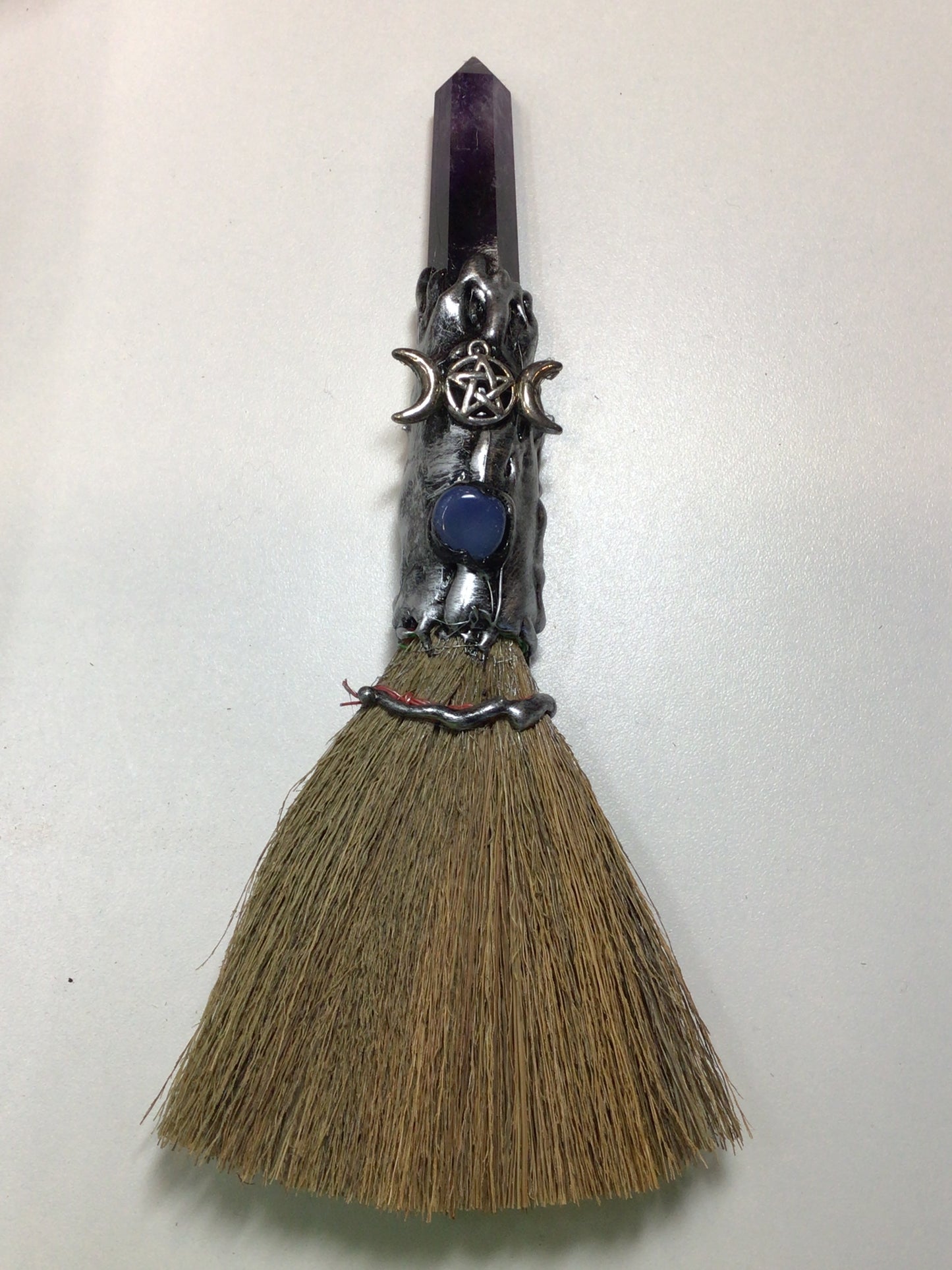 Wicca Broom with Amethyst & Triple Moon