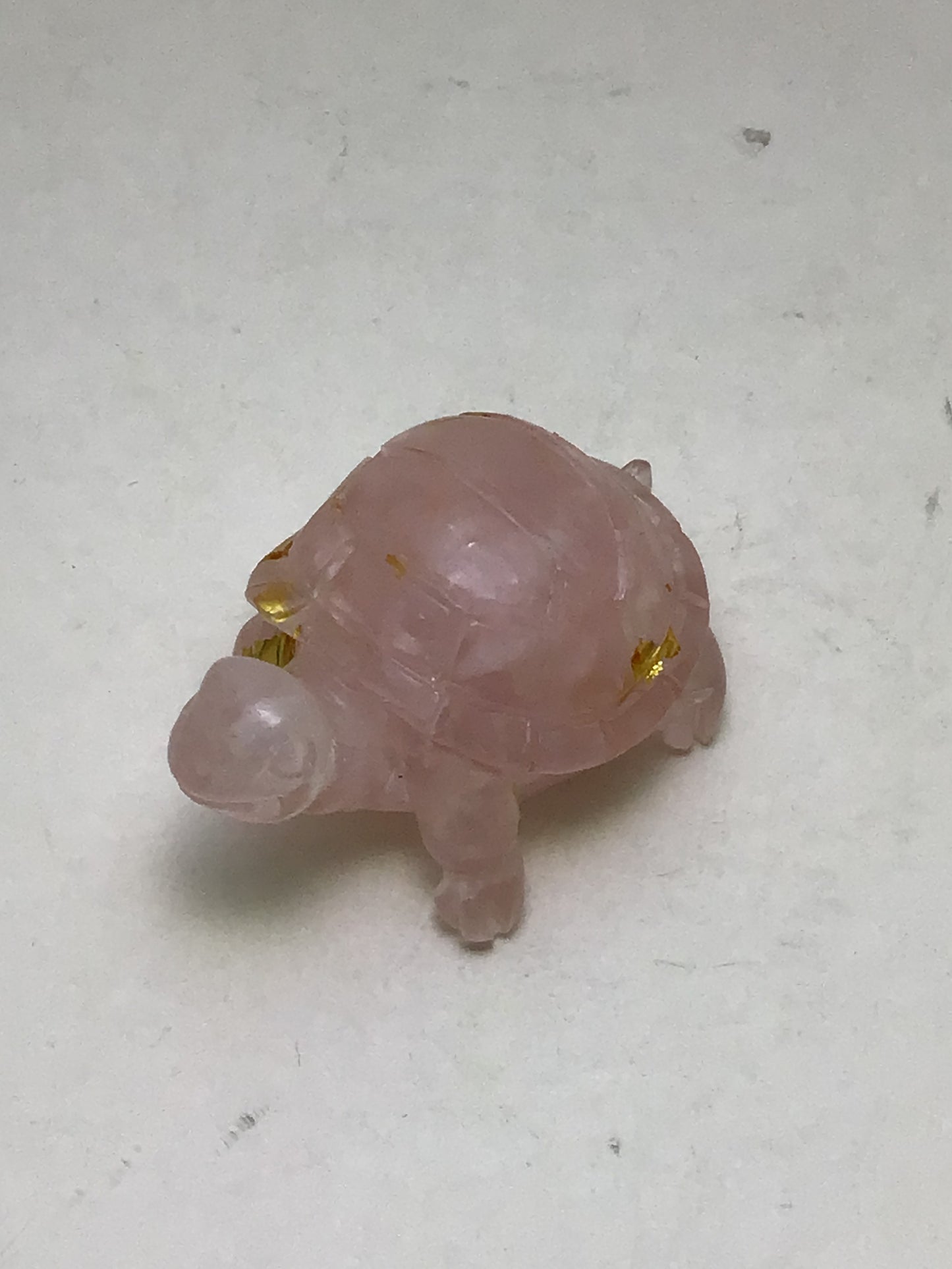Rose Quartz Stone Chip Resin Turtle