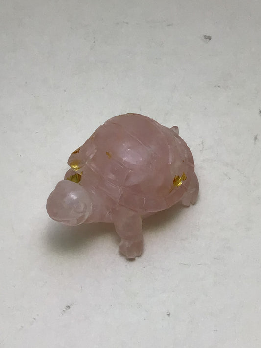 Rose Quartz Stone Chip Resin Turtle