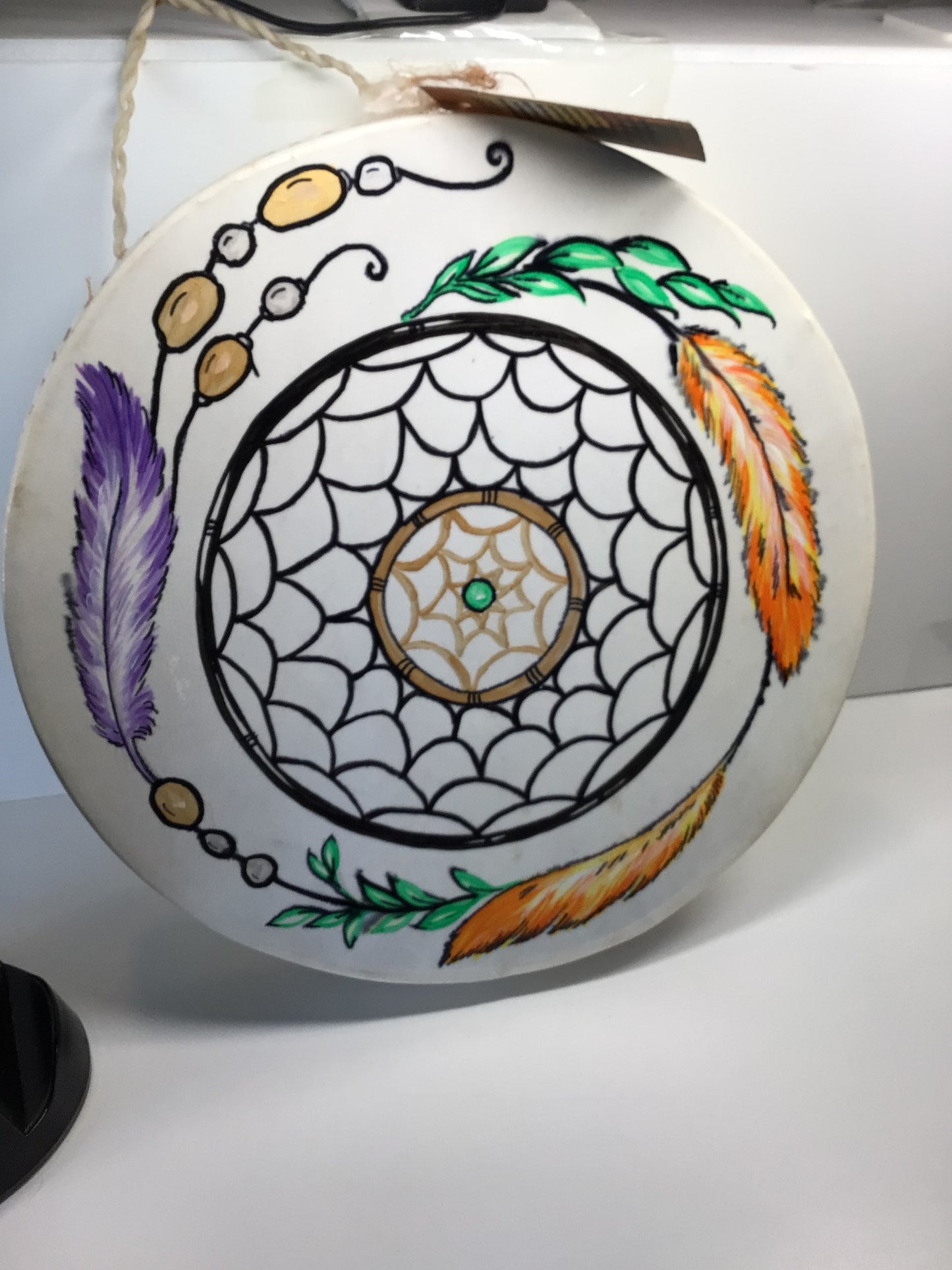Ocean Sound Drum with Painted Dreamcatcher