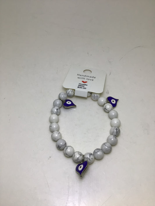 Howlite Bracelet with Evil Eye Hearts