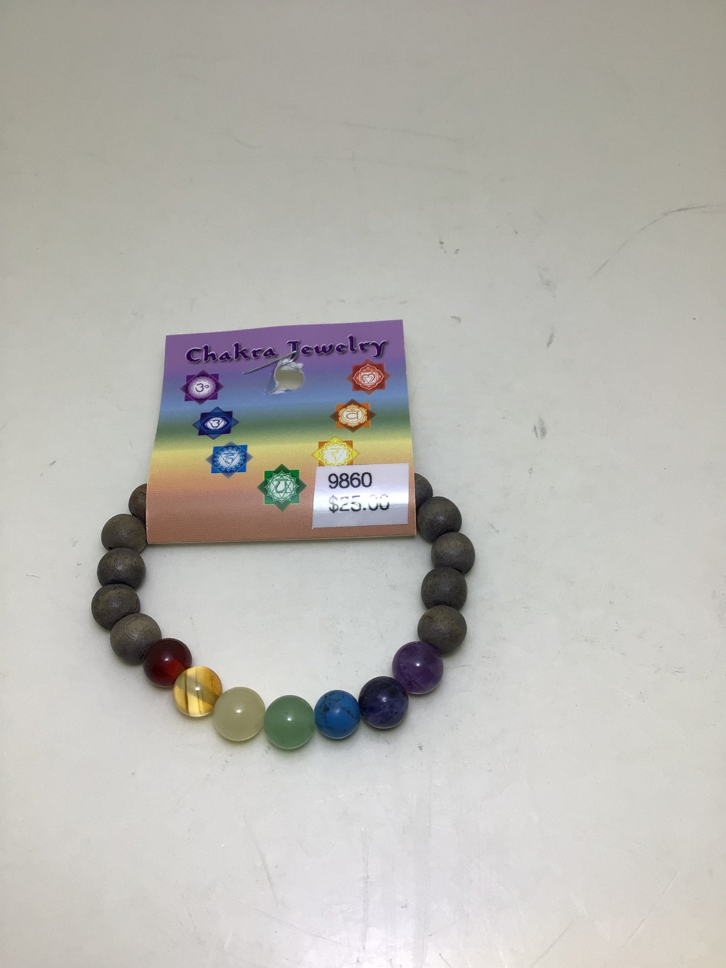 7 Chakra Stone with Wooden Bead Bracelet