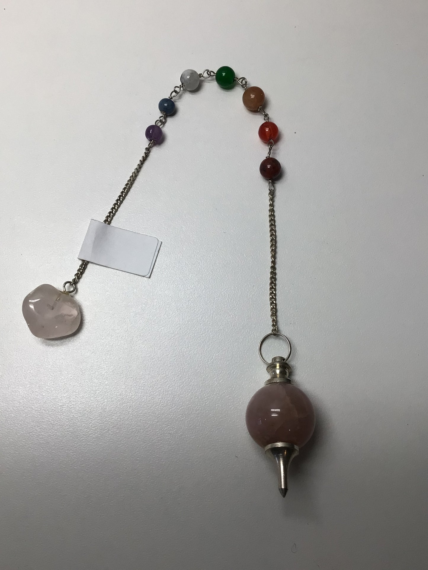 Rose Quartz Pendulum with Chakra Stones