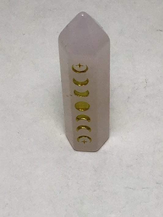 Rose Quartz Point with Moon Phase