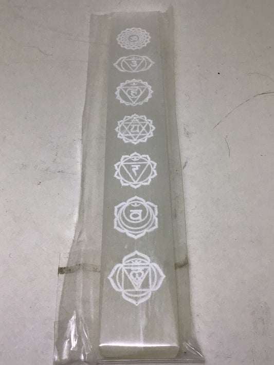 Chakra Symbols Etched in Selenite Plate