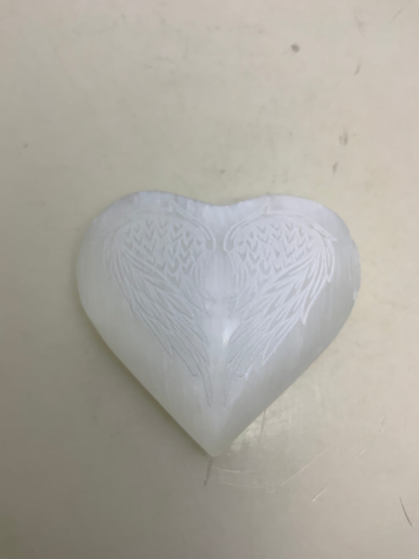 Selenite Heart Etched