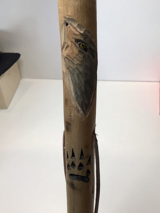 Wolf Carved Walking Stick