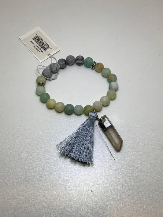 Amazonite Mala Bracelet with Clear Quartz Point